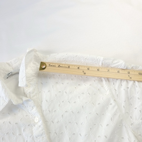 Zara White Eyelet Midi Dress button front size M - Picture 7 of 12